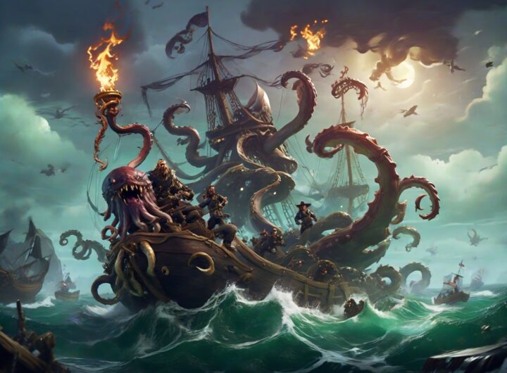 The Kraken, a terrifying sea monster in the popular video game Sea of Thieves, has deep roots in history. Its menacing presence and colossal size echo the mythical Kraken of 12th-century Scandinavian folklore. These legends described a gigantic cephalopod-like creature, often depicted as a colossal squid or octopus, capable of dragging ships to the depths with its powerful tentacles. The video game developers drew inspiration from these ancient tales, bringing the legendary kraken to life in a vibrant and interactive world for players to encounter.