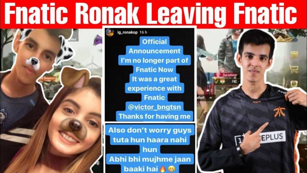 GenjiTalkGames - Ronak leaves Fnatic's PUBG Mobile team after confirming the rumors on Instagram. He's a highly skilled support player and sniper with multiple championships under his belt. What's next for this Indian gaming star? #PUBGMobile #FnaticEsports #GamingNews