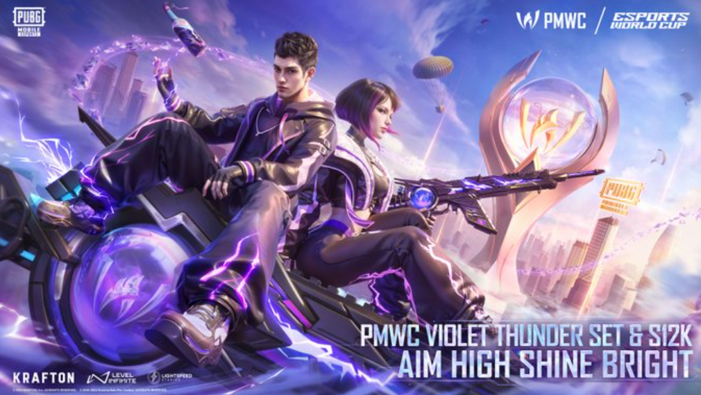 GenjiTalkGames - PUBG Mobile releases the PMWC 2024 Violet Thunder Set, designed with player input! This exclusive outfit commemorates the World Cup and features elements from the new trophy. Tune in to the PMWC live from July 19th-28th!