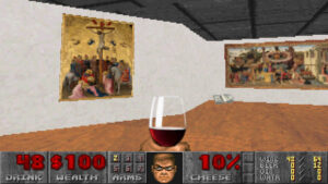 GenjiTalkGames - Play Doom as an art gallery! Replace demons with paintings & shotguns with wine glasses in this hilarious browser game. Free to play! #Doom #Art #Gaming